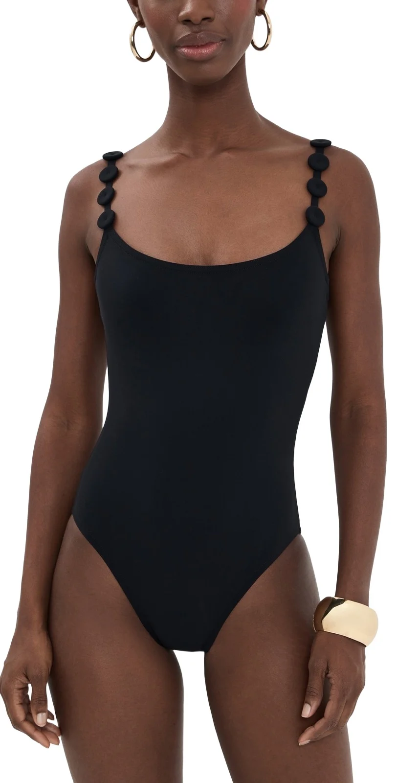 Sadie Lingerie Strap Tank One Piece with Silent Underwire and High Back Black