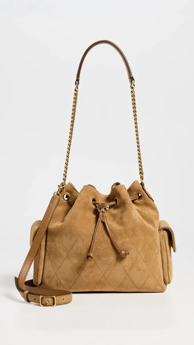 Tory Burch Charlie Quilted Suede Drawstring Shoulder Bag | Thumbnail 2 Tory Burch Charlie Quilted Suede Drawstring Shoulder Bag | Thumbnail 2