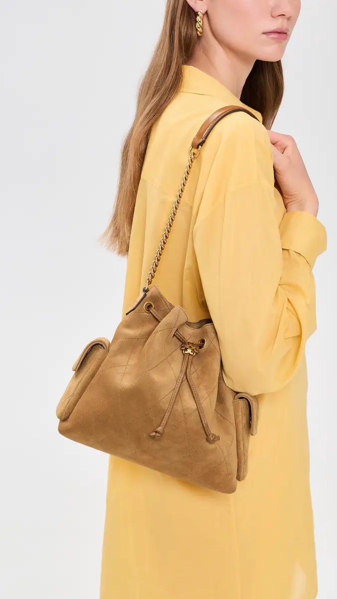 Tory Burch Charlie Quilted Suede Drawstring Shoulder Bag | Thumbnail 3 Tory Burch Charlie Quilted Suede Drawstring Shoulder Bag | Thumbnail 3