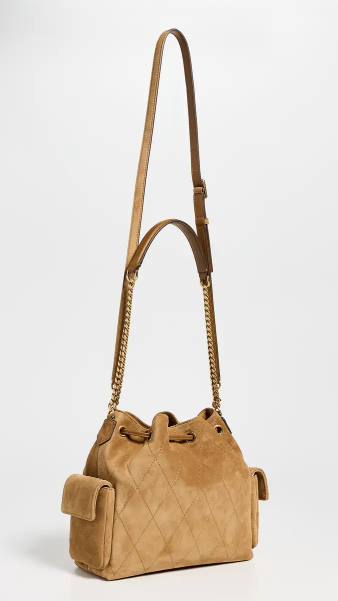 Tory Burch Charlie Quilted Suede Drawstring Shoulder Bag | Thumbnail 4 Tory Burch Charlie Quilted Suede Drawstring Shoulder Bag | Thumbnail 4