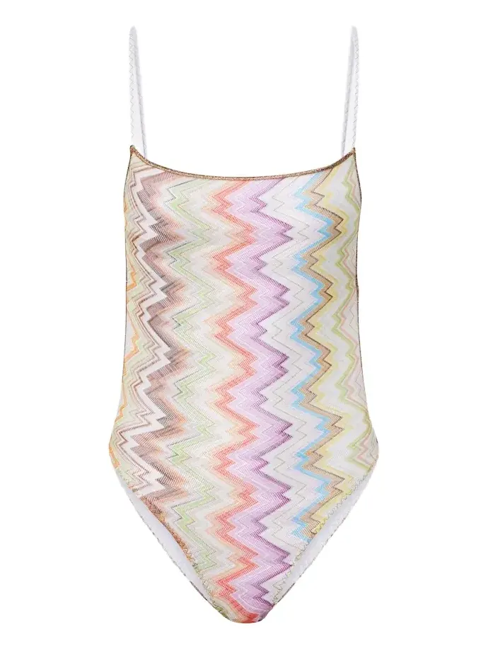Zigzag open-back swimsuit