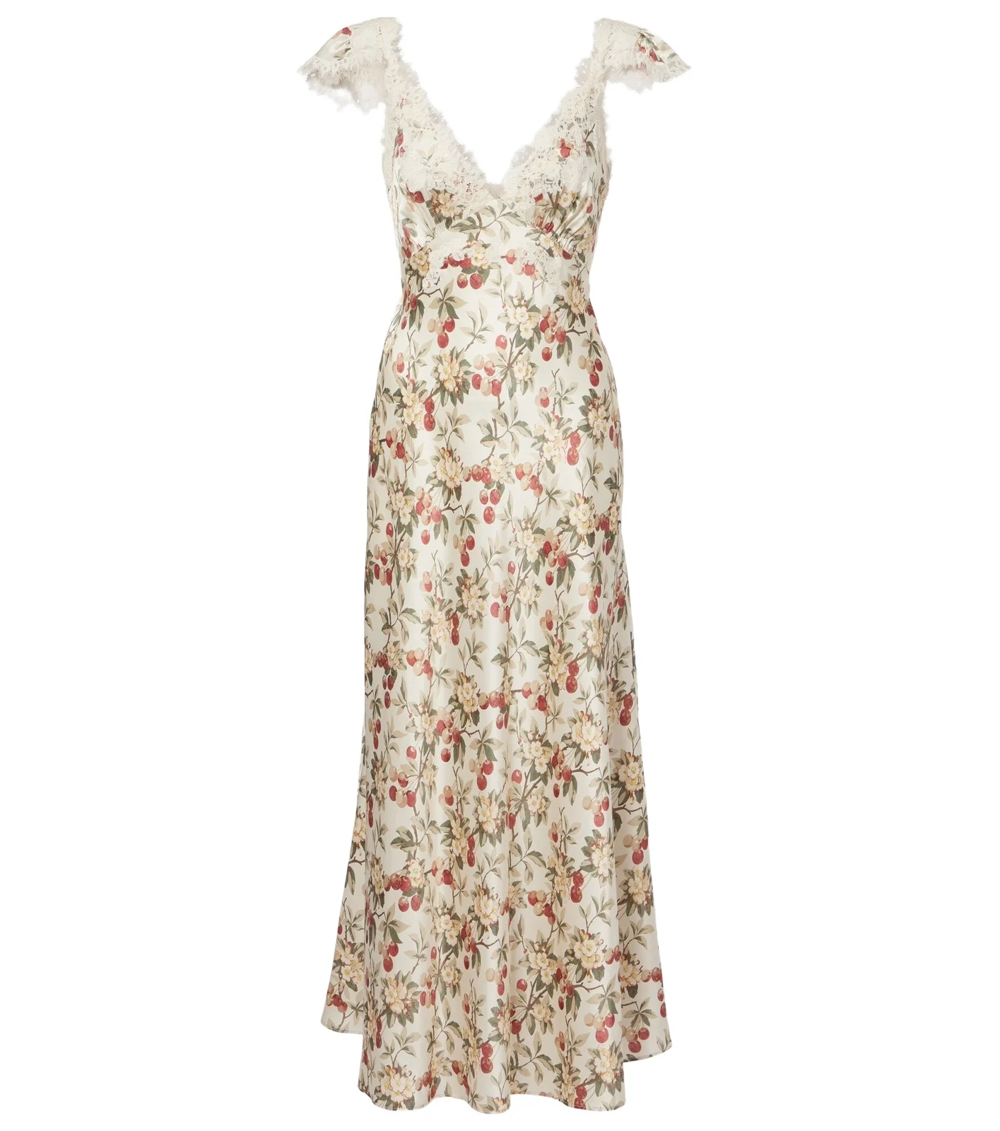 Dôen Fiona lace-trimmed silk midi dress Dôen Fiona lace-trimmed silk midi dress