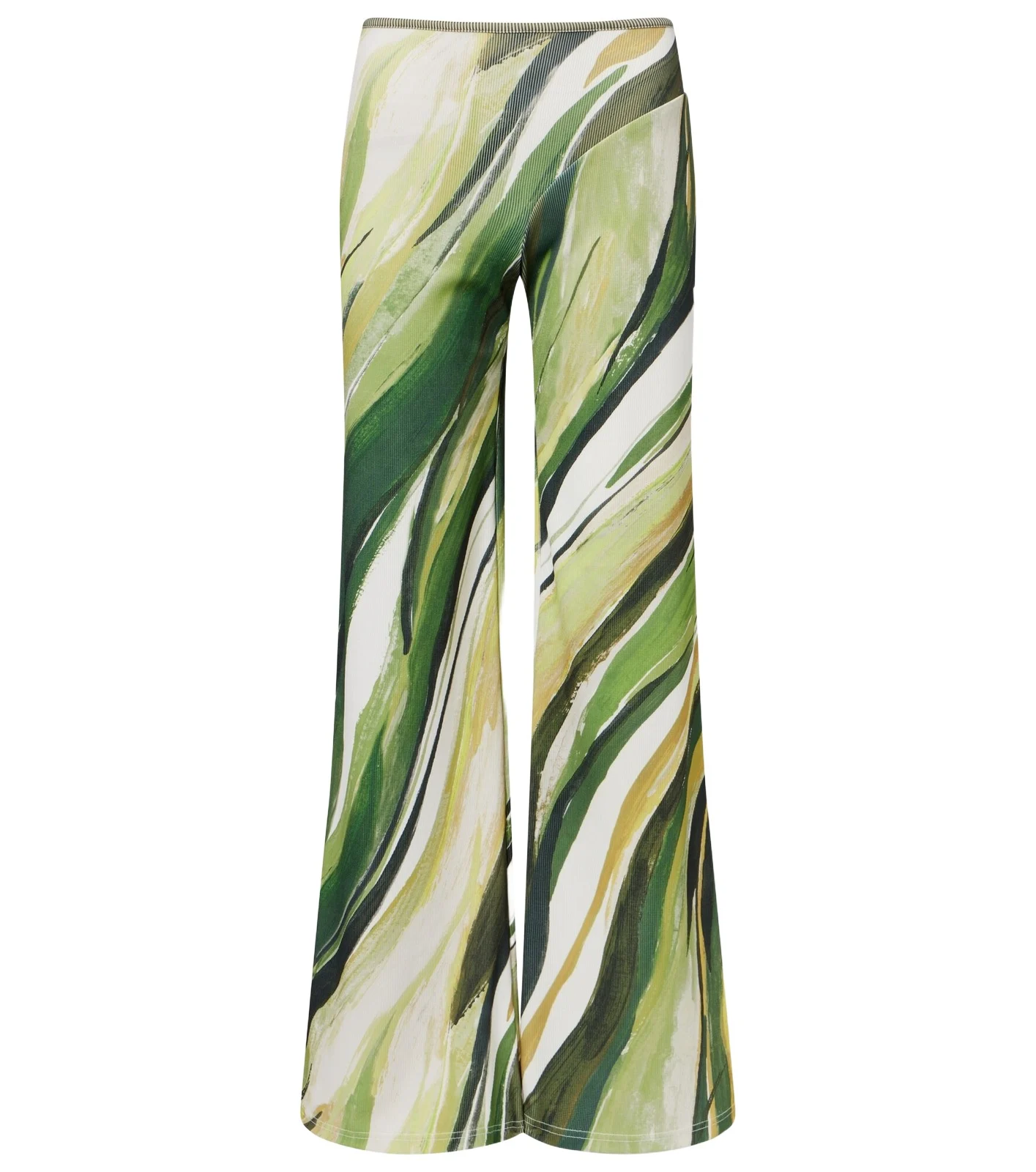 Printed ribbed-knit jersey wide-leg pants Printed ribbed-knit jersey wide-leg pants