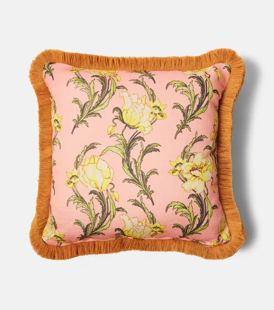 La DoubleJ Nymph Bloom floral fringed cushion | Thumbnail 2