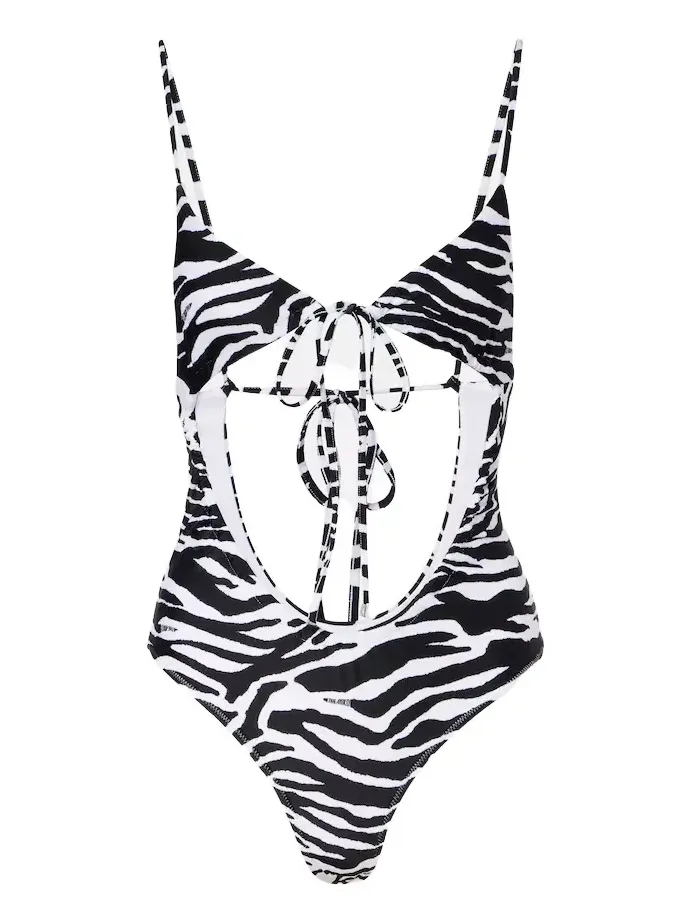 Cutout zebra-print swimsuit Cutout zebra-print swimsuit