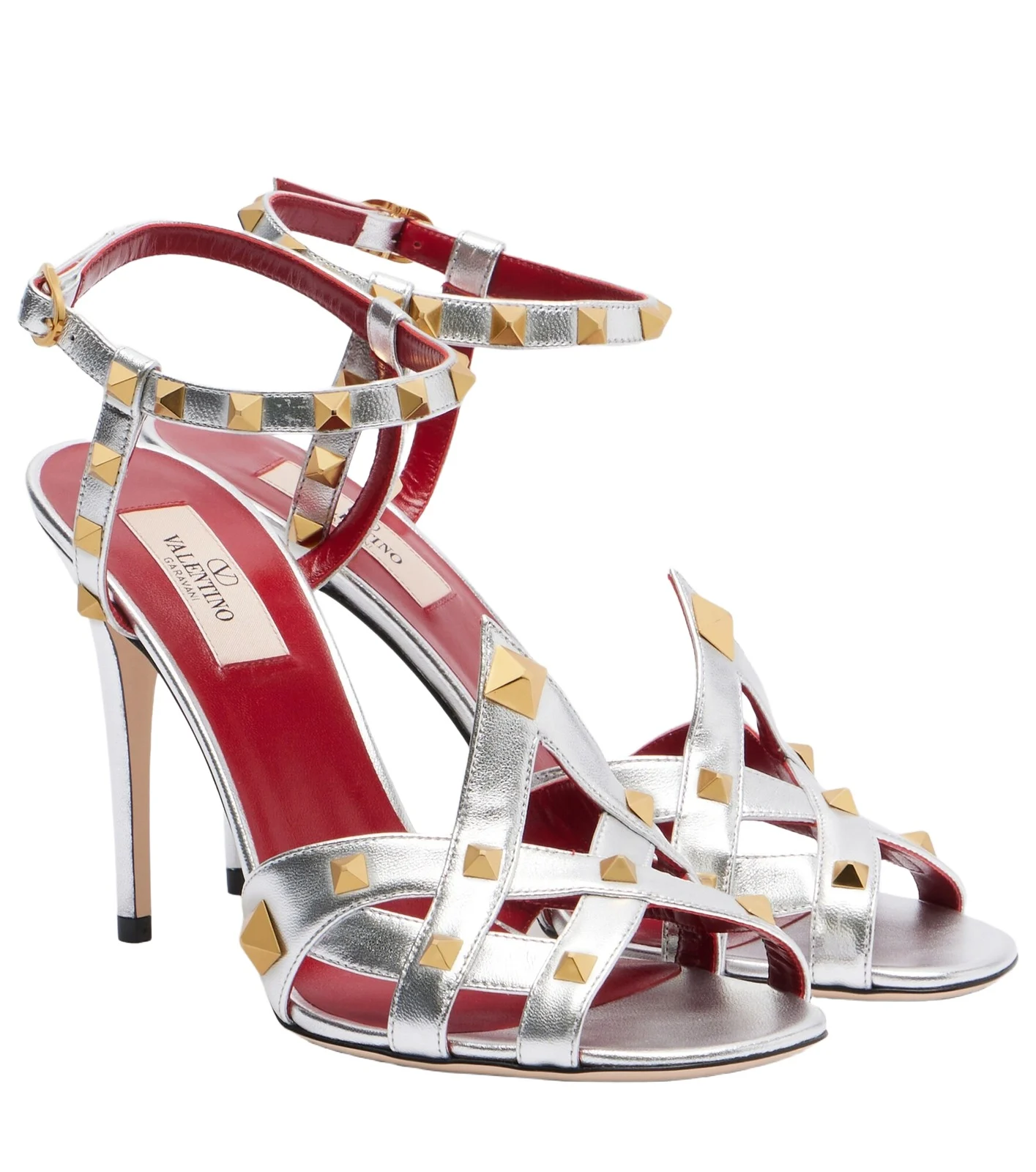 Rockstud metallic leather sandals