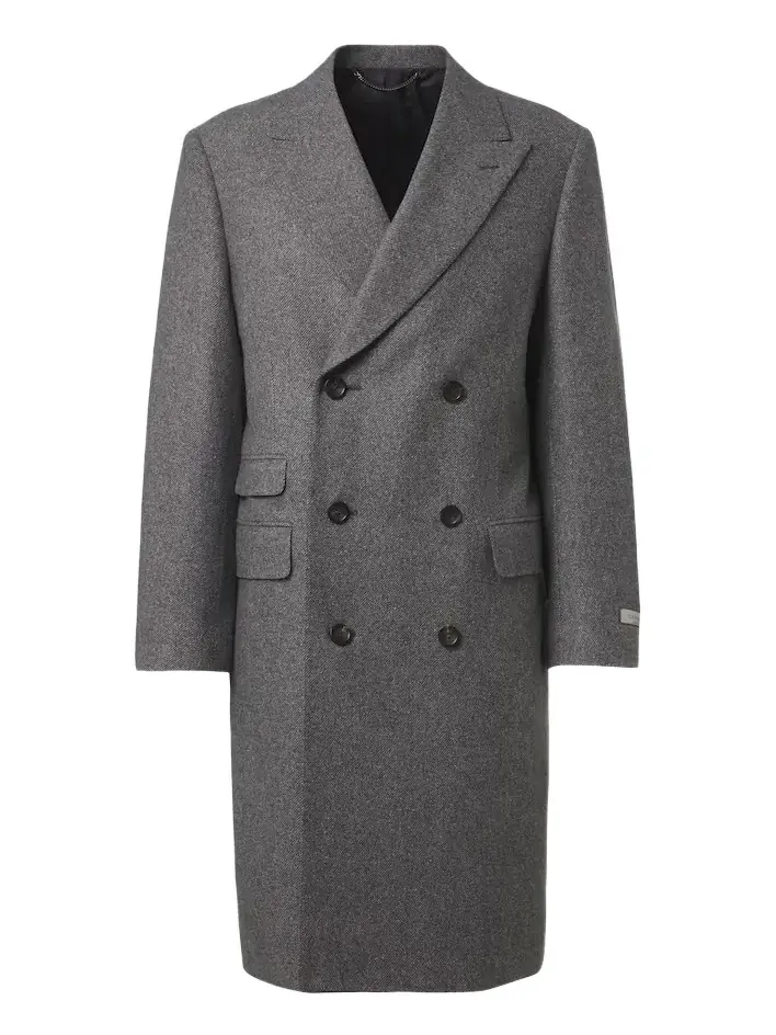 Double-breasted wool and silk coat