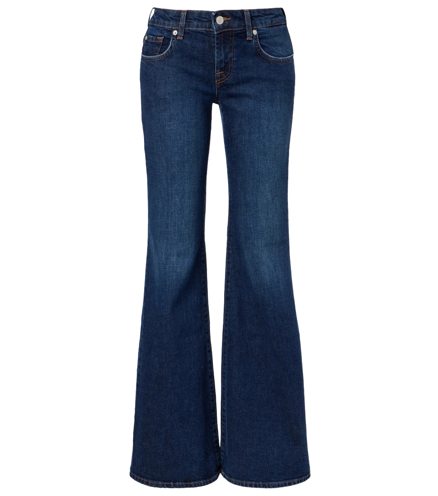 Low-rise flared jeans