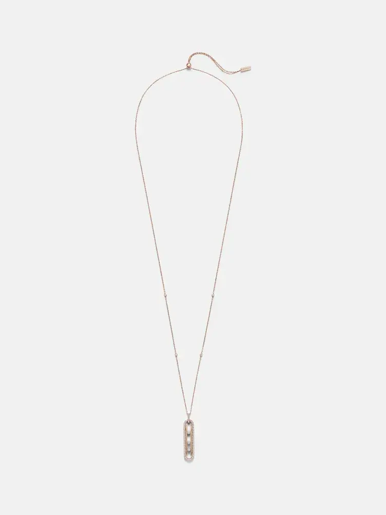 Move 10th 18kt rose gold pendant necklace with diamonds Move 10th 18kt rose gold pendant necklace with diamonds
