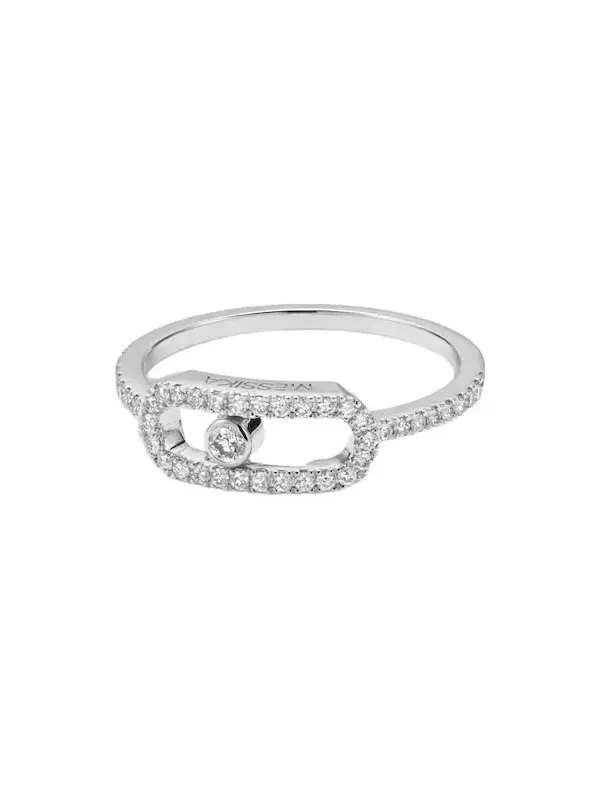 Move Uno 18kt white gold ring with diamonds