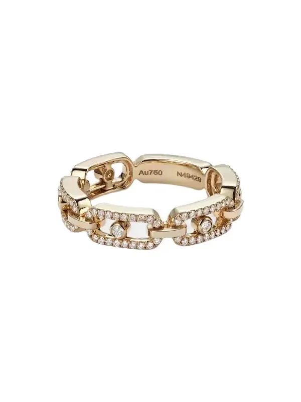 Move Link 18kt gold ring with diamonds