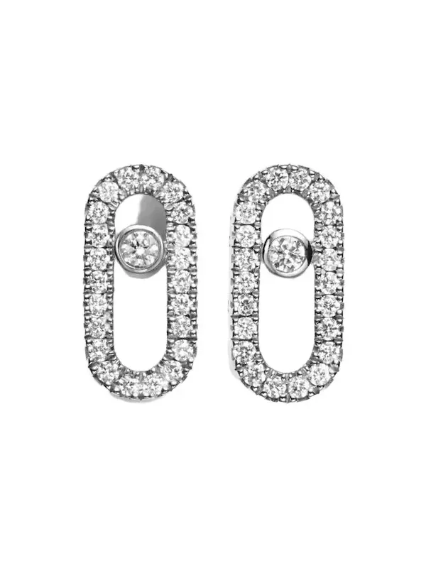 Move Uno 18kt white gold earrings with diamonds Move Uno 18kt white gold earrings with diamonds