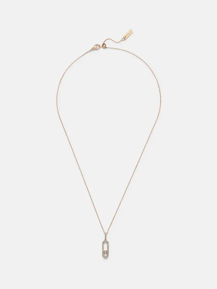 Move Uno Large 18kt rose gold necklace with diamonds