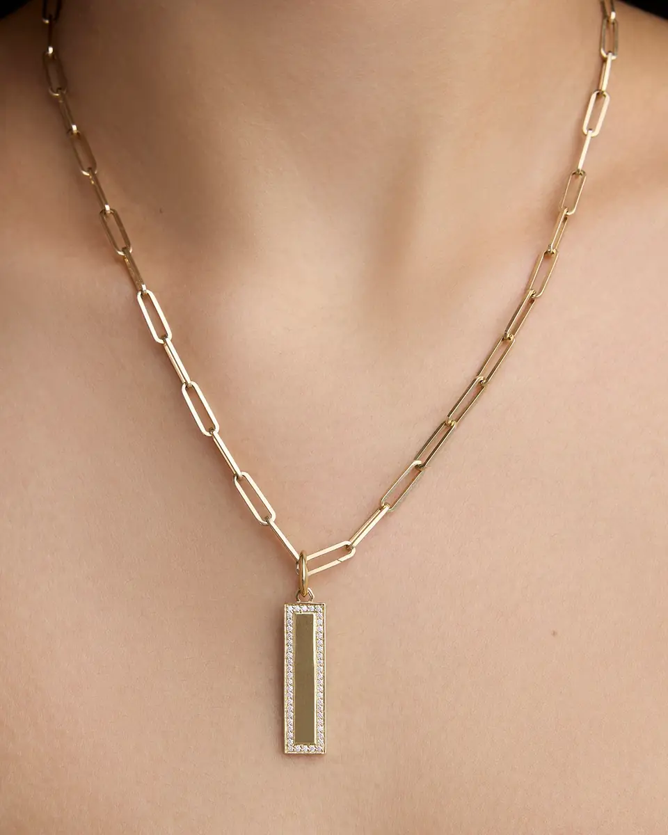 Jennifer Fisher Jennifer Fisher Luxe Narrow Classic Dog Tag in 18K Yellow | Thumbnail 2 Jennifer Fisher Jennifer Fisher Luxe Narrow Classic Dog Tag in 18K Yellow | Thumbnail 2