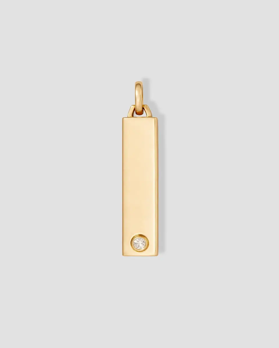 Jennifer Fisher Narrow Classic Diamond Dog Tag in 18K Yellow Gold | Thumbnail 2