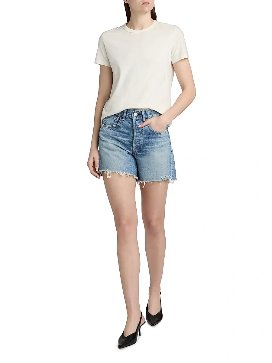 Moussy Vintage Women's Graterford Denim Long Shorts | Thumbnail 2