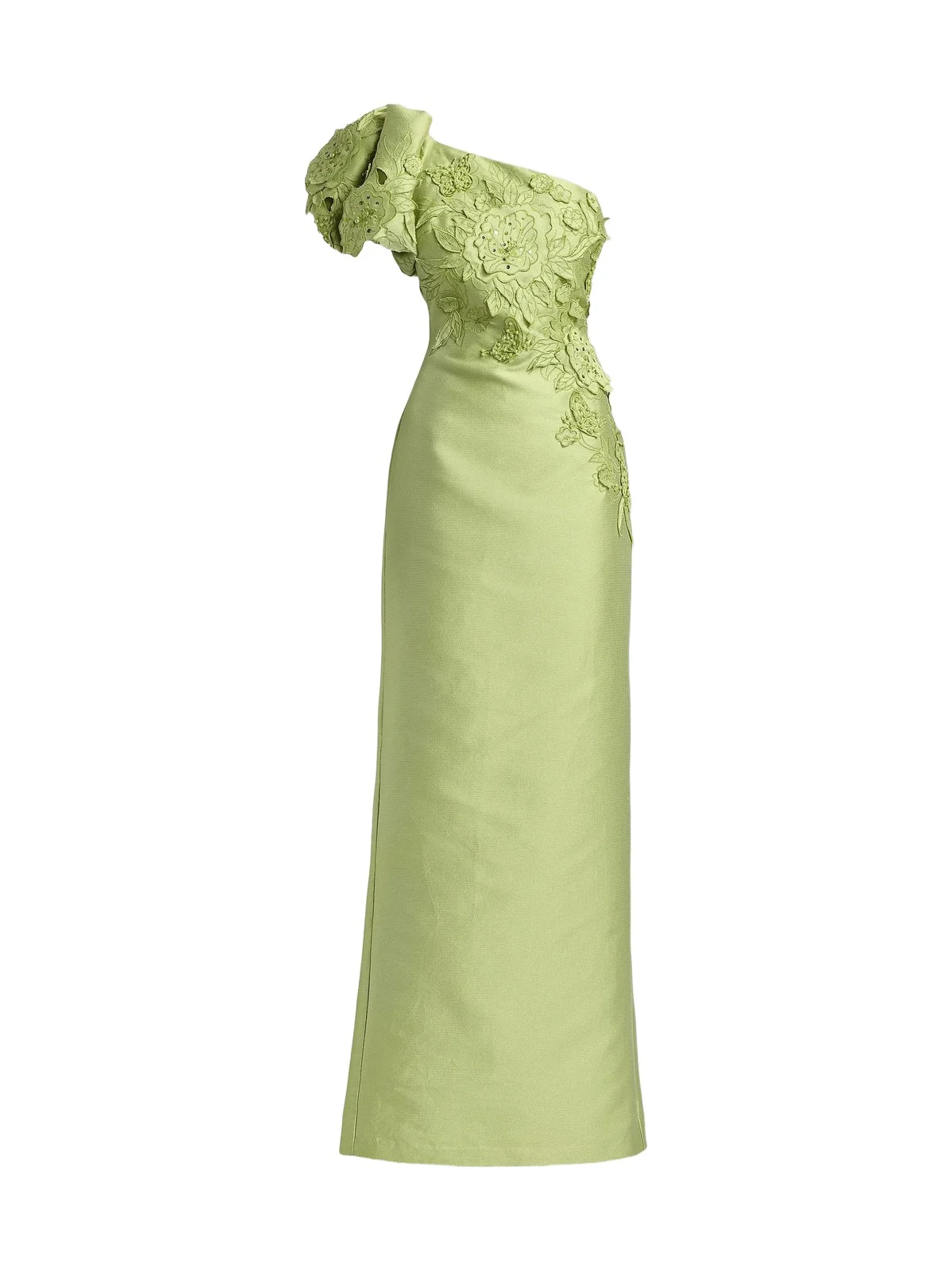 Women's Floral Appliqué One-Shoulder Gown