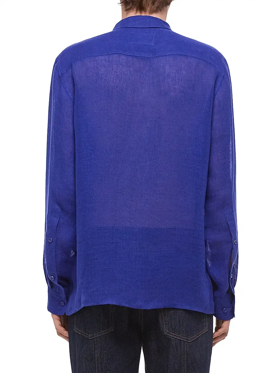 Helmut Lang Men's Linen-Gauze Relaxed-Fit Shirt | Thumbnail 4