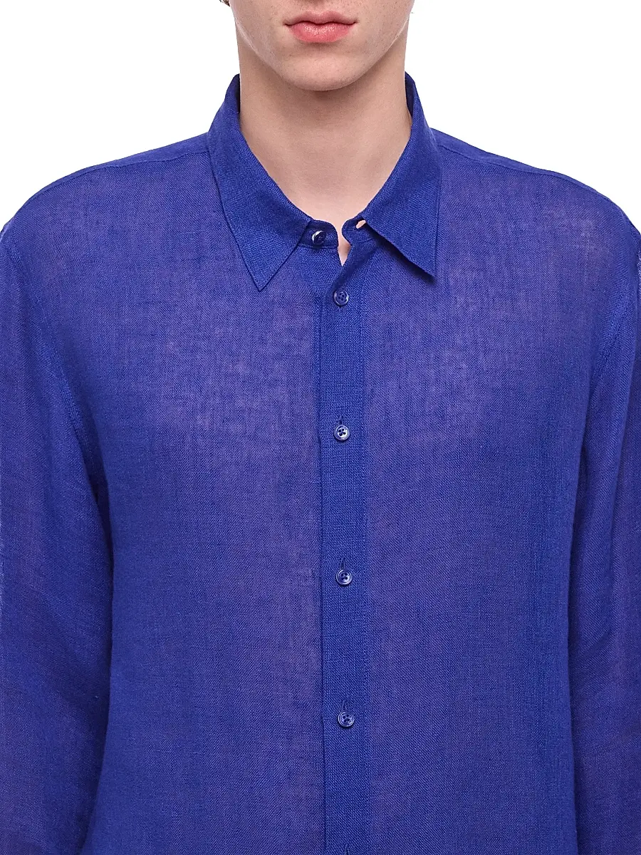 Helmut Lang Men's Linen-Gauze Relaxed-Fit Shirt | Thumbnail 5