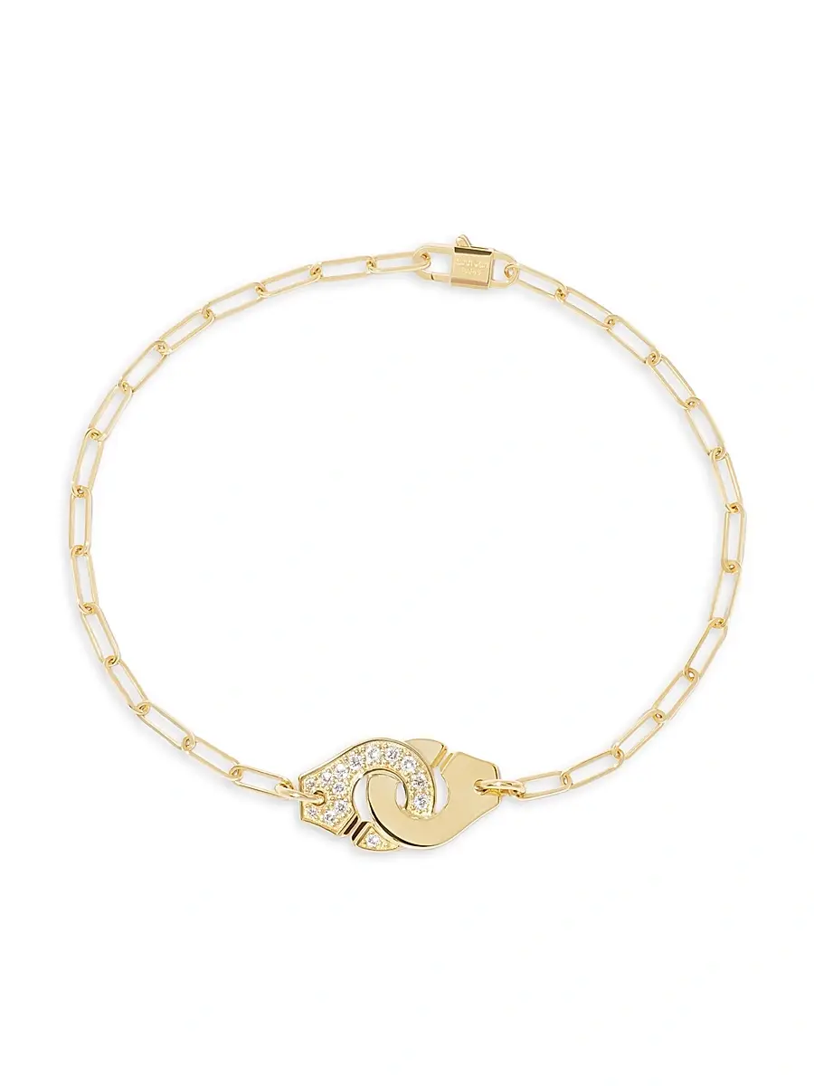 Women's Menottes R10 18K Yellow Gold & 0.15 TCW Diamond Bracelet - Yellow Gold Women's Menottes R10 18K Yellow Gold & 0.15 TCW Diamond Bracelet - Yellow Gold