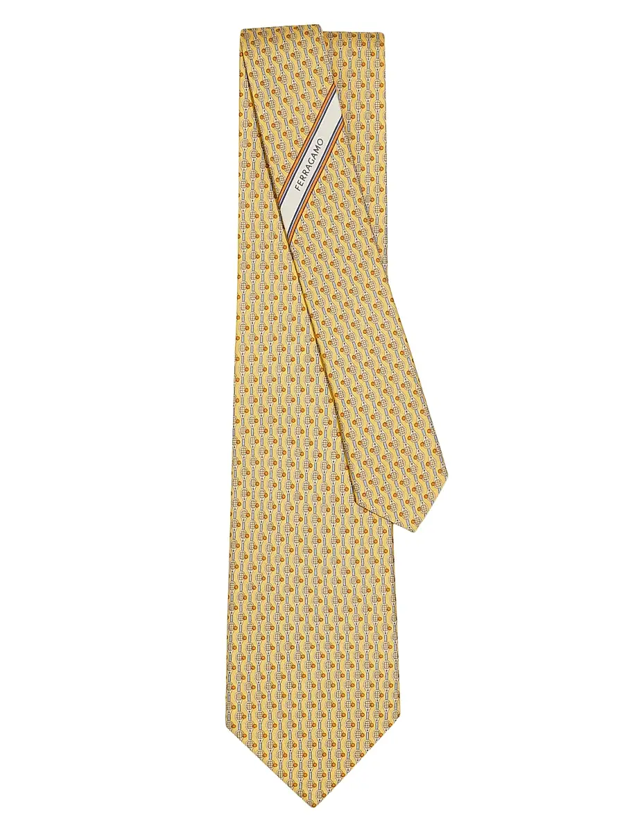 Ferragamo Men's Battuta Tennis Silk Tie | Thumbnail 3