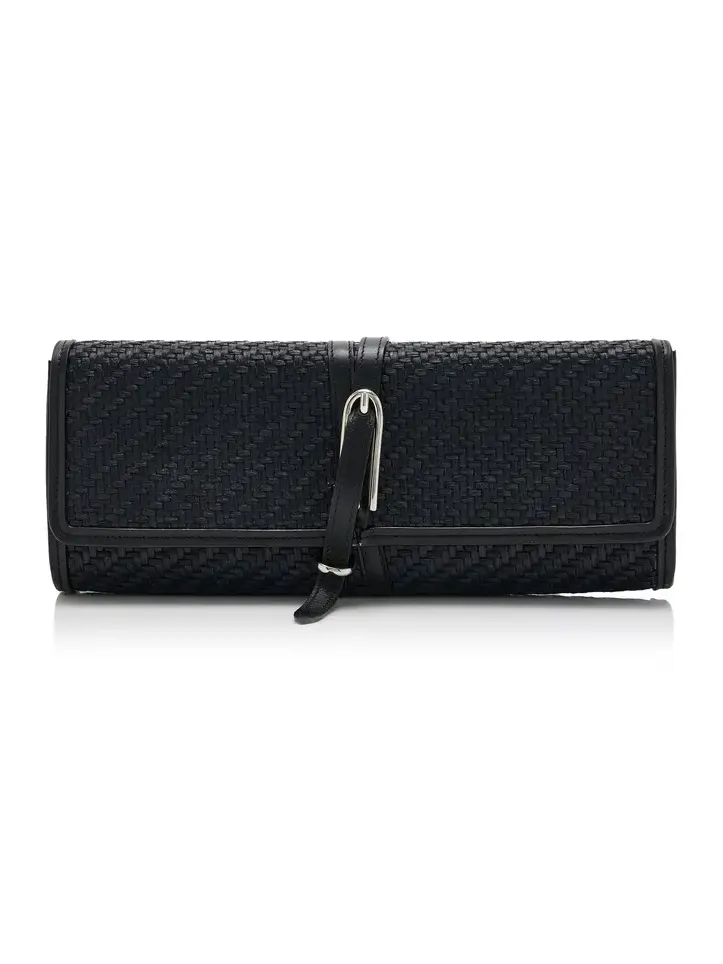 Belted Raffia Clutch