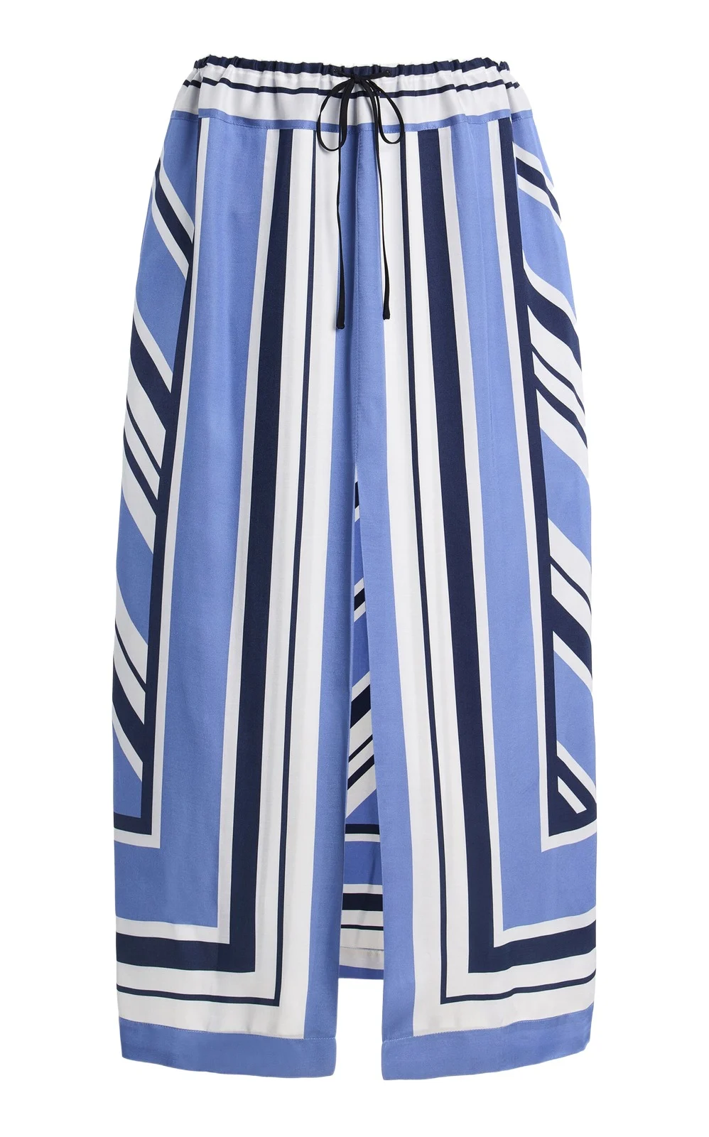 Exclusive Striped Twill Midi Drawstring Skirt Exclusive Striped Twill Midi Drawstring Skirt