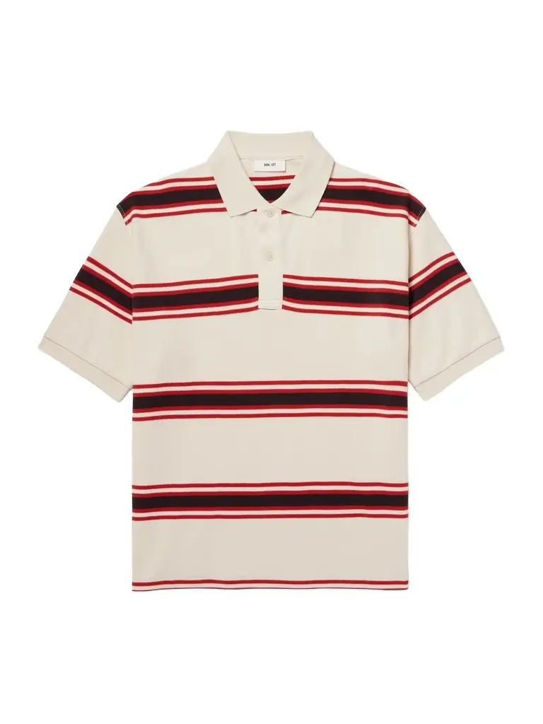 NN07 Valentin 30047 Striped Organic Cotton-Piqué Polo Shirt - Men | Image 1 NN07 Valentin 30047 Striped Organic Cotton-Piqué Polo Shirt - Men | Image 1
