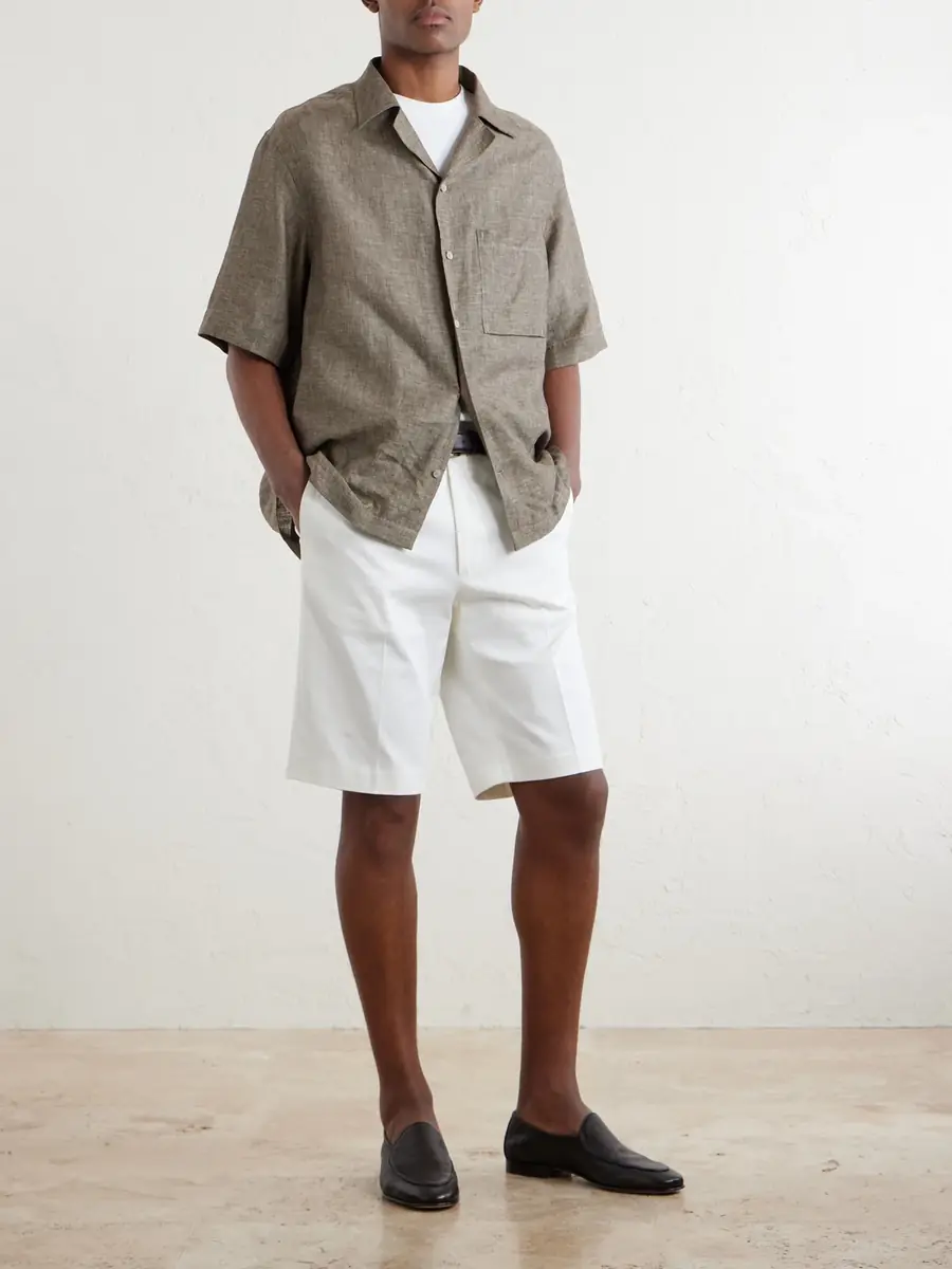 De Petrillo Straight-Leg Cotton-Blend Twill Shorts - Men | Thumbnail 2 De Petrillo Straight-Leg Cotton-Blend Twill Shorts - Men | Thumbnail 2