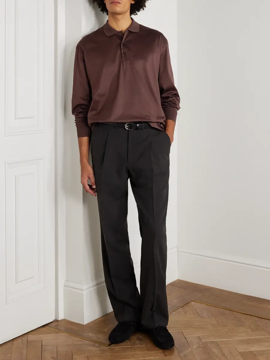 Charvet Cotton-Sateen Polo Shirt - Men | Thumbnail 2 Charvet Cotton-Sateen Polo Shirt - Men | Thumbnail 2