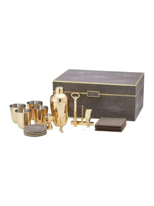 AERIN Classic Faux Shagreen Bar Set