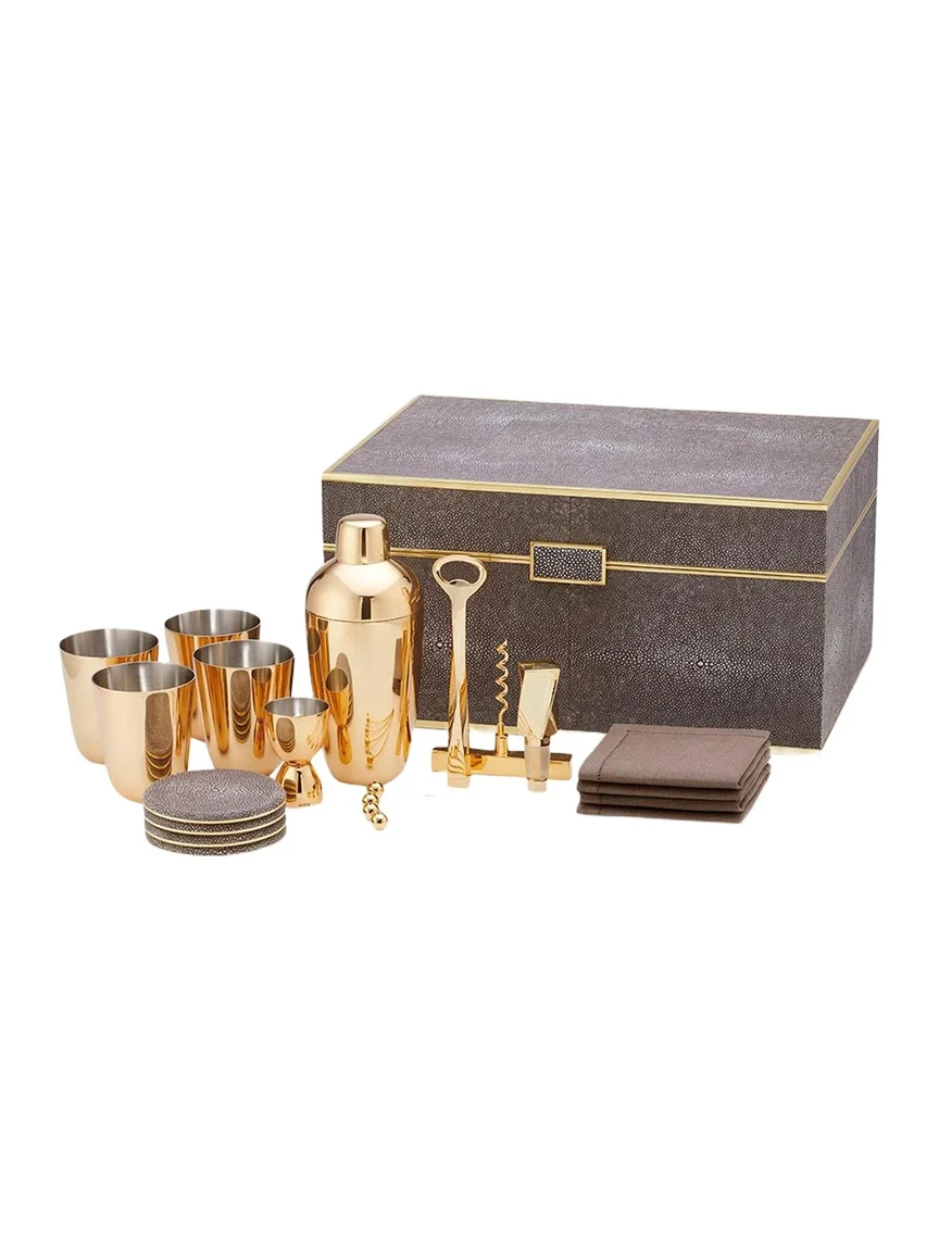 AERIN Classic Faux Shagreen Bar Set