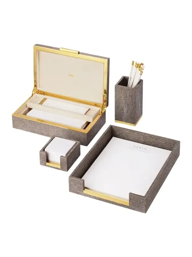 AERIN Faux Shagreen Envelope Box