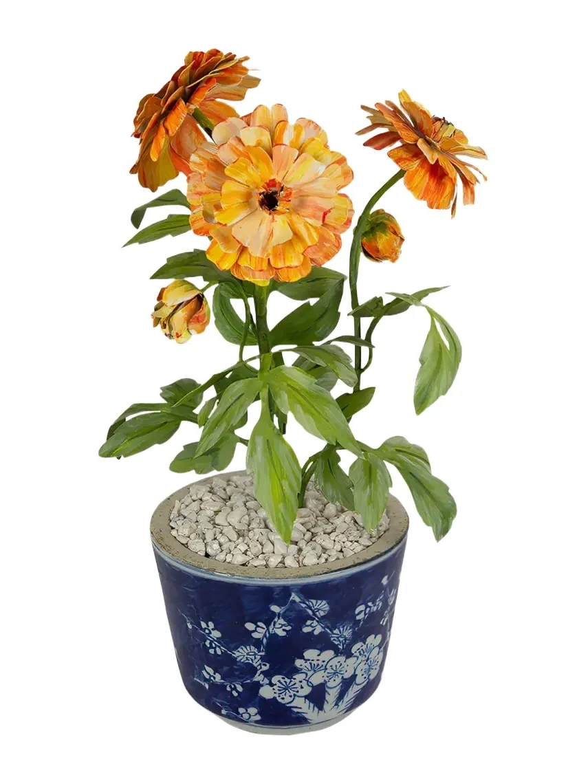 Tommy Mitchell Marigold October Birth Flower in Ceramic Pot