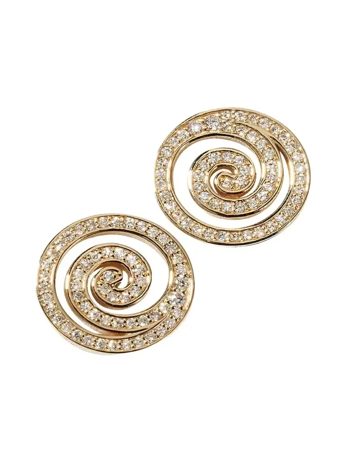 Yellow Gold Diamond Spiral Stud Earrings Yellow Gold Diamond Spiral Stud Earrings