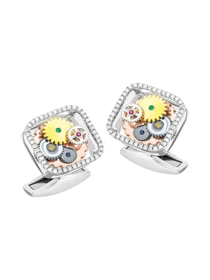 Men's Diamond and Gemstone Mechanical Gear Cufflinks Men's Diamond and Gemstone Mechanical Gear Cufflinks