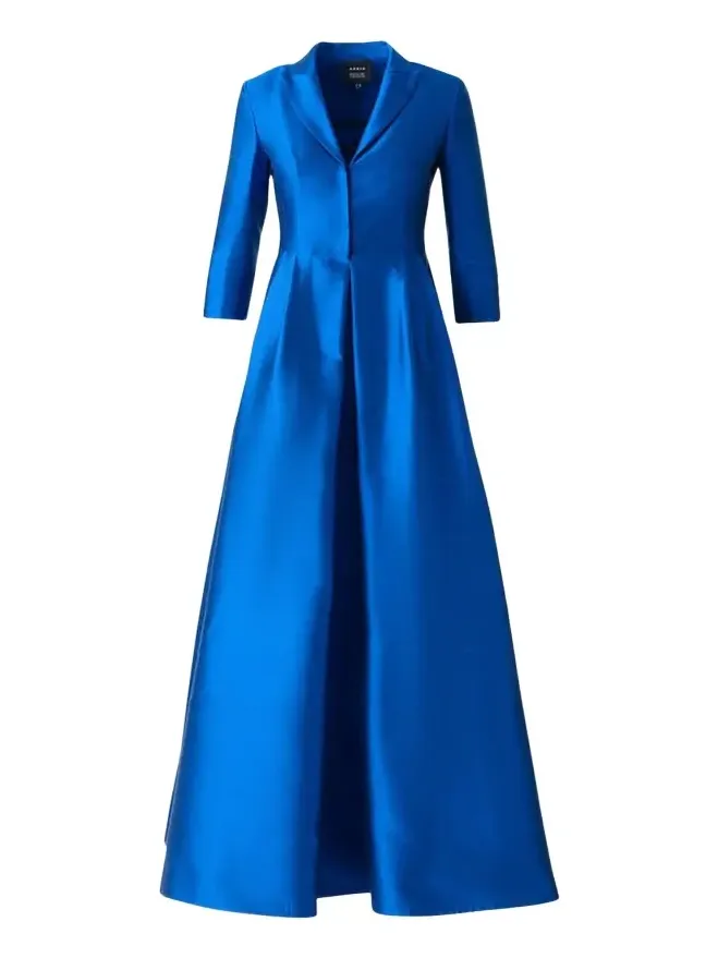 Akris Three-Quarter Sleeve Flared Long Silk Coat Dress