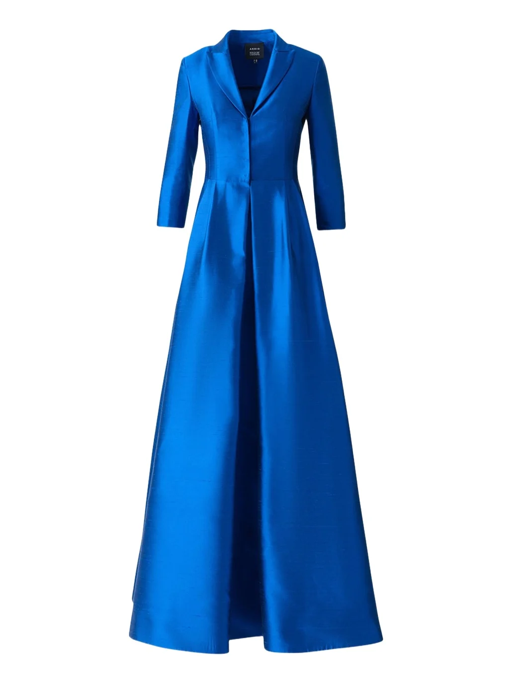 Three-Quarter Sleeve Flared Long Silk Coat Dress