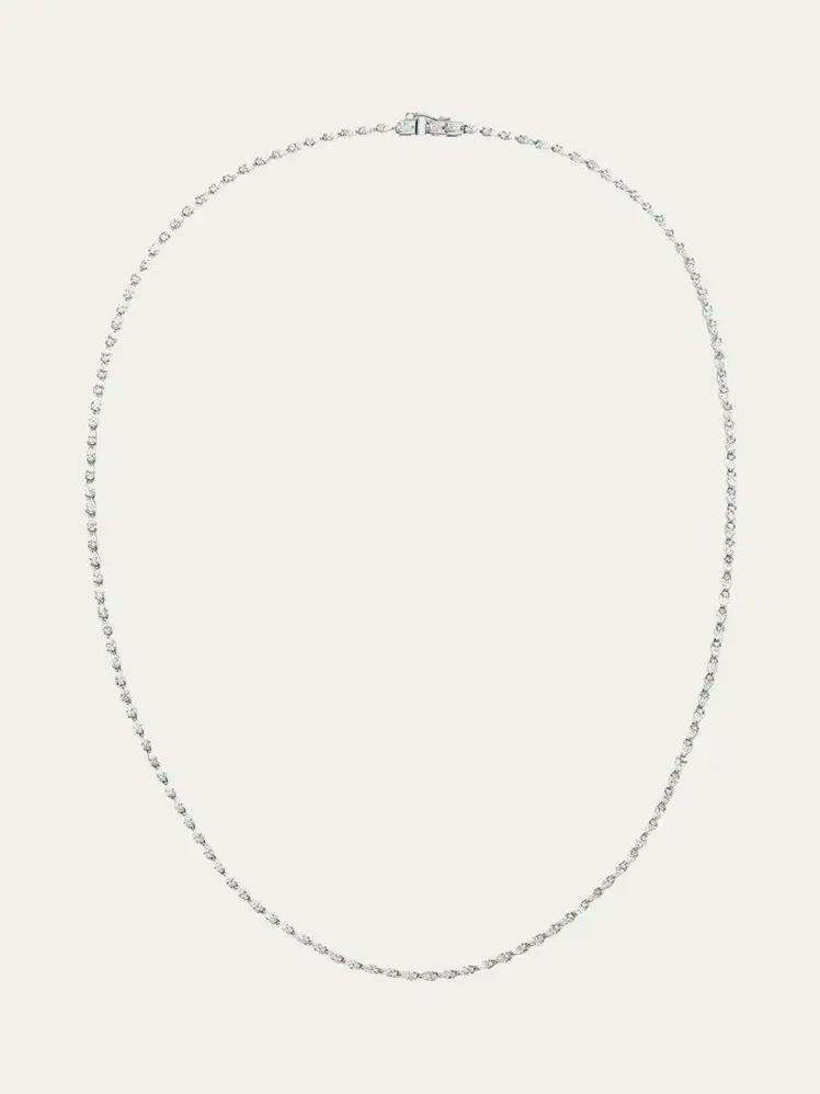 14K White Gold Pear Diamond Tennis Necklace