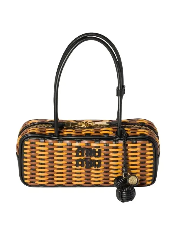 Miu Miu Beau Woven Leather Top-Handle Bag