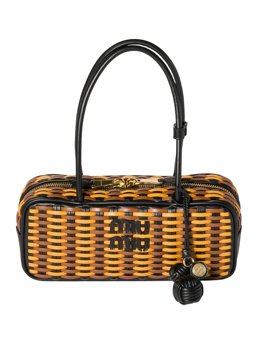 Beau Woven Leather Top-Handle Bag Beau Woven Leather Top-Handle Bag