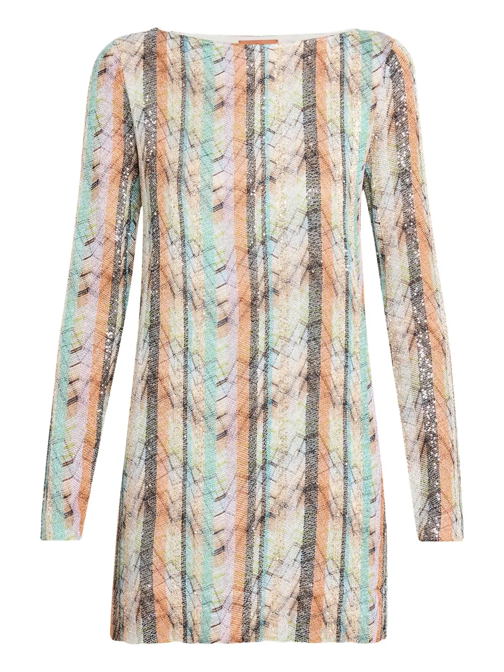 Multi-Technique Long-Sleeve Mini Dress