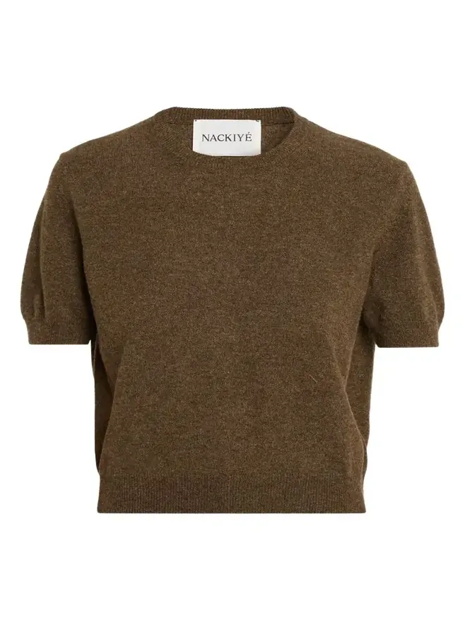 Nackiyé Pearl Cashmere Short-Sleeve Sweater