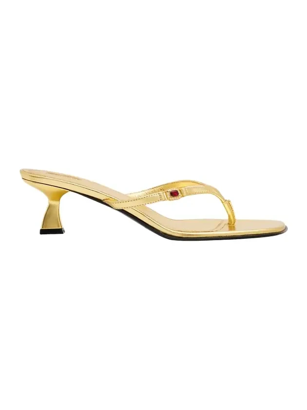 Metallic Leather Kitten-Heel Thong Sandals