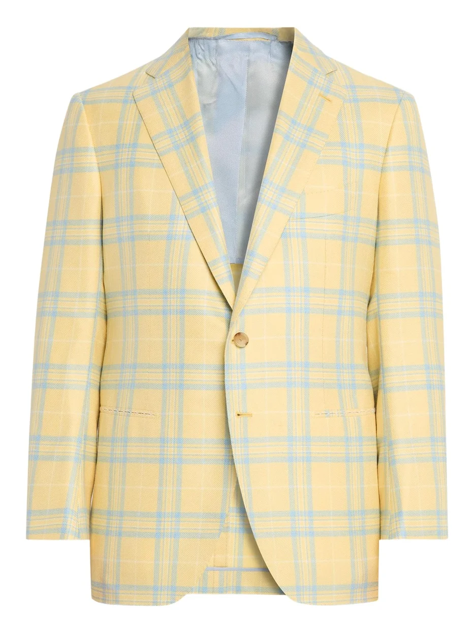 Men's Cashmere and Silk Oversized Plaid Single-Breasted Sport Coat