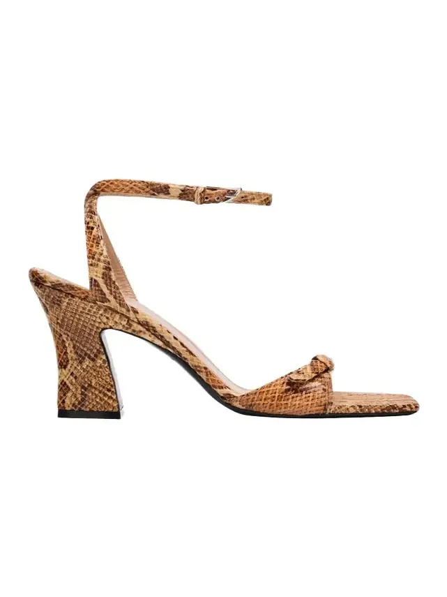 Snake-Printed Leather Ankle-Strap Sandals Snake-Printed Leather Ankle-Strap Sandals