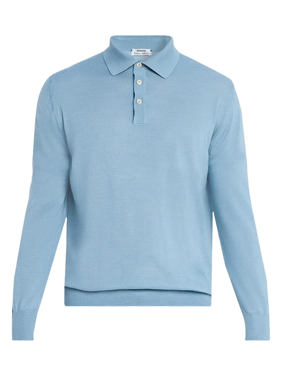 Men's Solid Cashmere Polo Sweater Men's Solid Cashmere Polo Sweater