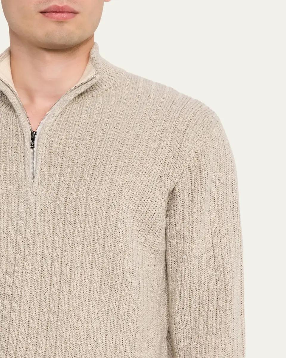 Fioroni Men's Ribbed-Knit Cotton Half-Zip Sweater | Thumbnail 5 Fioroni Men's Ribbed-Knit Cotton Half-Zip Sweater | Thumbnail 5