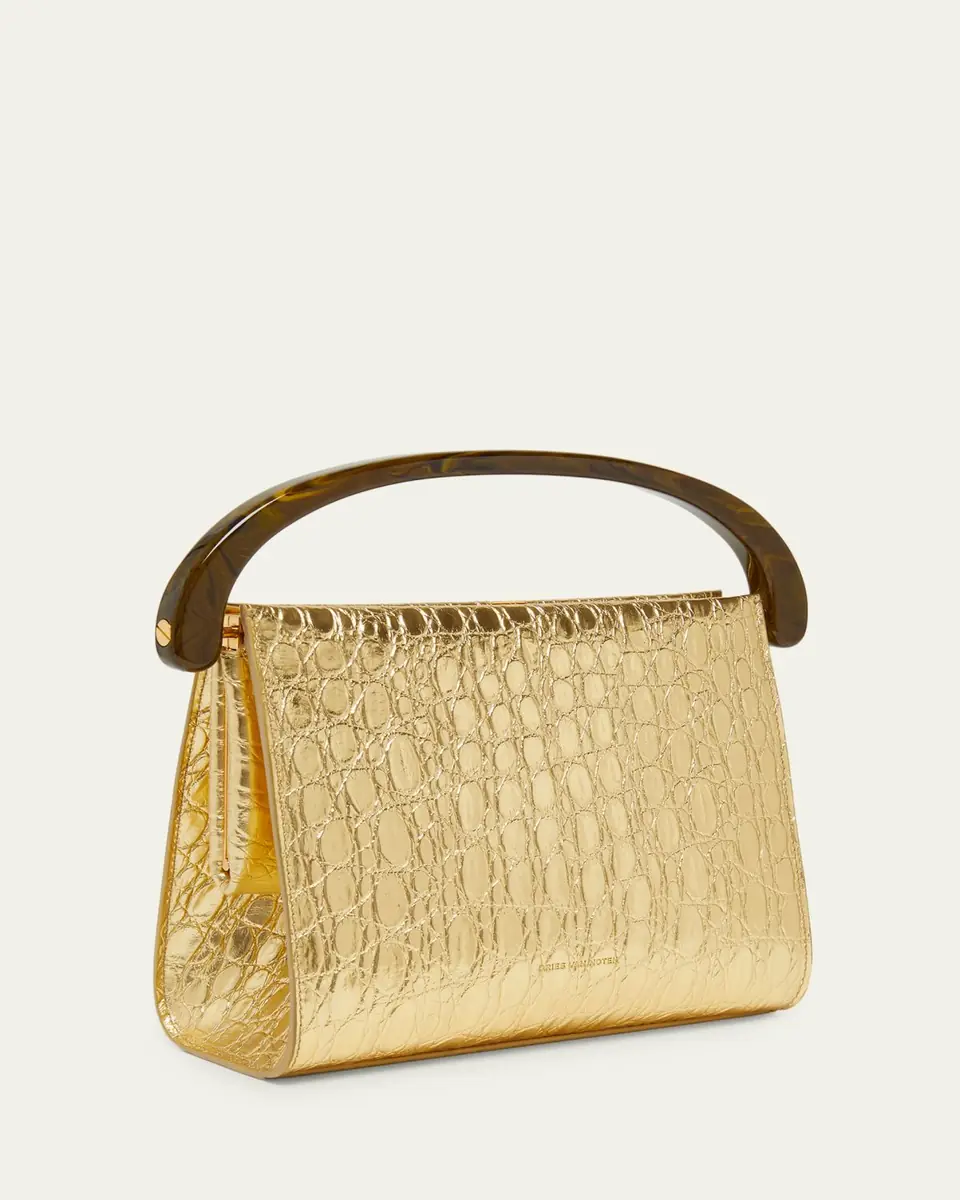 Dries Van Noten Croc-Embossed Leather Top-Handle Bag | Thumbnail 3