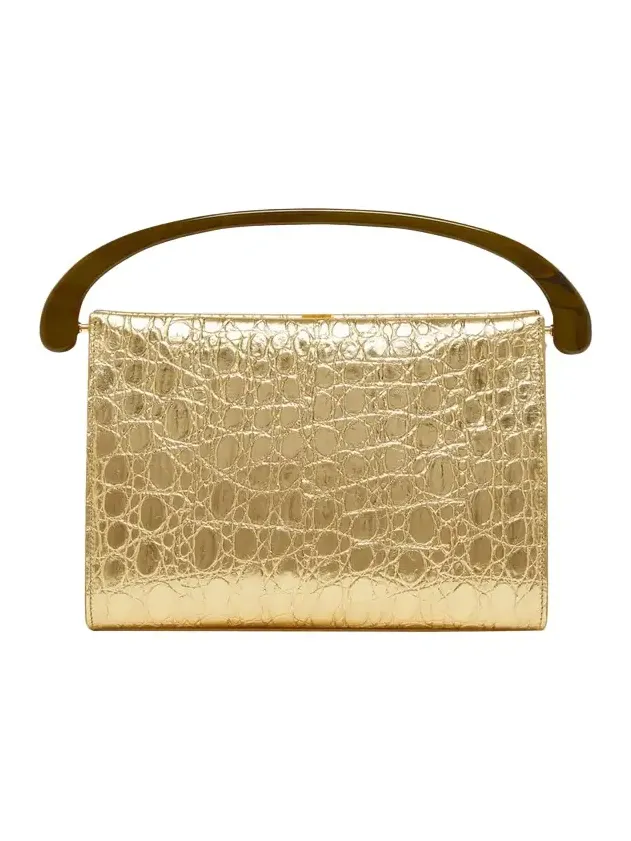 Dries Van Noten Croc-Embossed Leather Top-Handle Bag